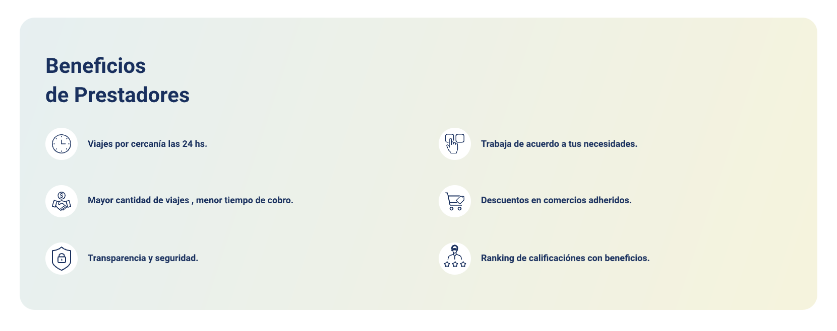 Beneficios Prestadores Towy's